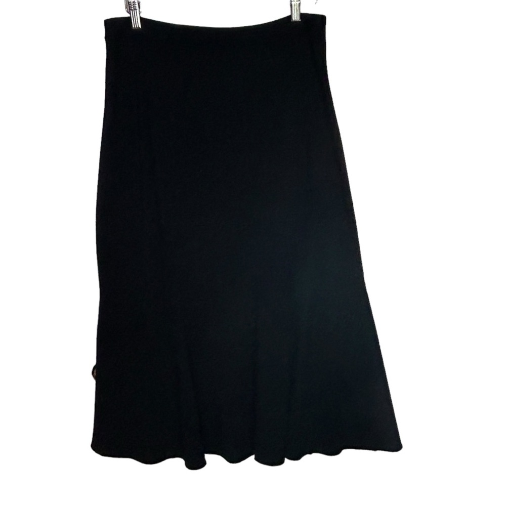 Eileen Fisher Wool Viscose Pull On Maxi Skirt Womens Medium Black Trumpet